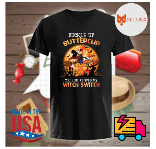 Mickey mouse Buckle up buttercup you just flipped my witch switch Halloween shirt shirt design - zoomed