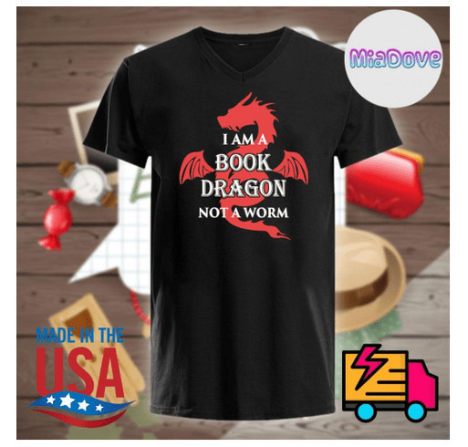 I am a book dragon not a worm shirt shirt design - zoomed