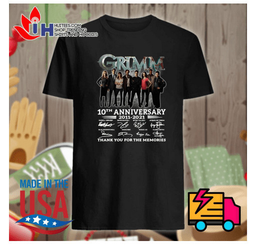 Grimm 10th anniversary 2011 2021 signatures thank you for the memories shirt shirt design - zoomed