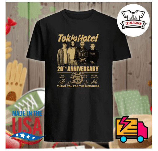 Tokio Hotel 20th anniversary 2001 2021 signatures thank you for the memories shirt shirt design - zoomed