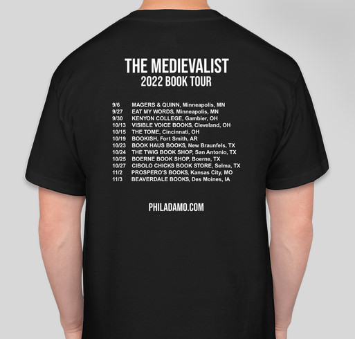 THE MEDIEVALIST — 2022 Book Tour Fundraiser - unisex shirt design - back