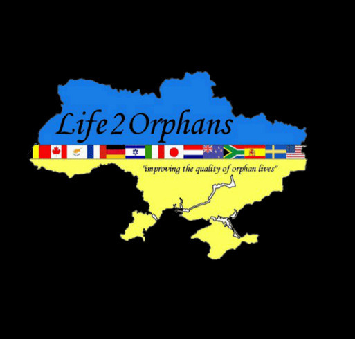 Life2Orphans Stands with Ukraine- dark shirt design - zoomed