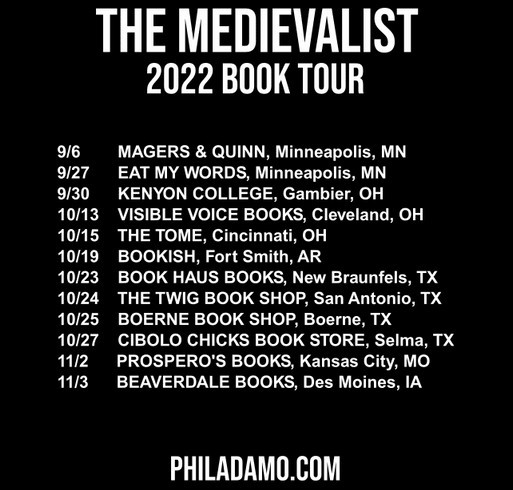 THE MEDIEVALIST — 2022 Book Tour shirt design - zoomed