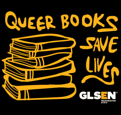 GLSEN Washington's Rainbow Library project shirt design - zoomed