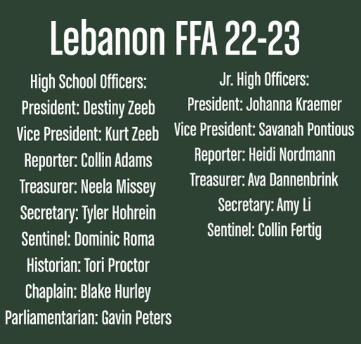 23 Lebanon FFA Thirts shirt design - zoomed