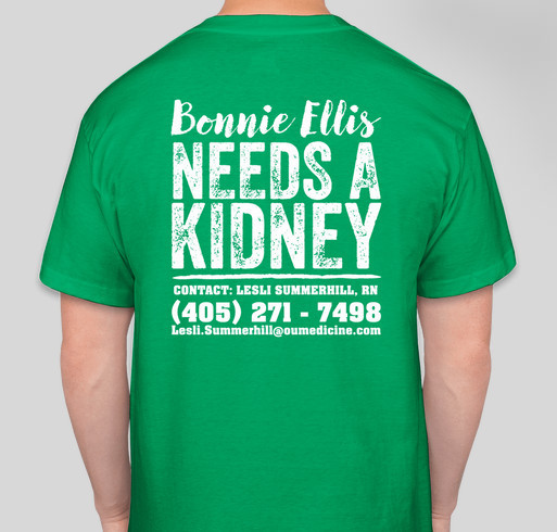 Bonnie NEEDS a KIDNEY! Fundraiser - unisex shirt design - back