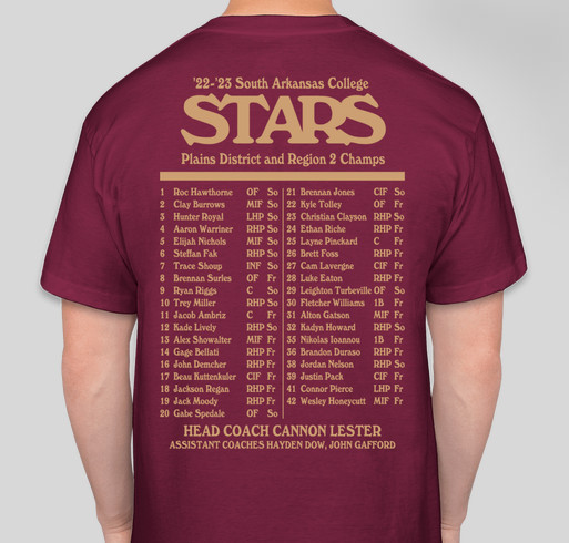 SouthArk Stars JUCO World Series Fundraiser - unisex shirt design - back