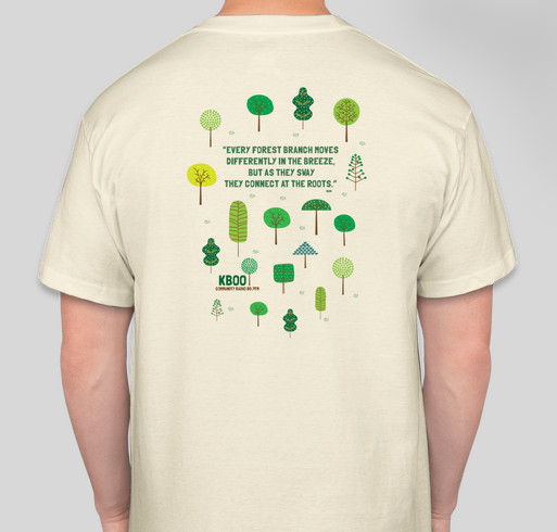 Show your "KBOO Roots" with this limited edition t-shirt! Fundraiser - unisex shirt design - back