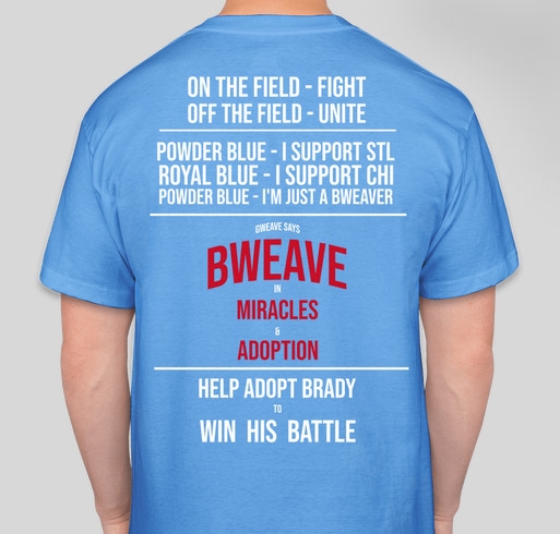 Brady's Transplant Battle Fundraiser - unisex shirt design - back