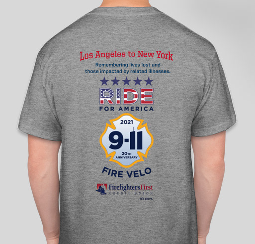 Ride For America 2021 - Firefighters bicycling for veterans, firefighter cancer and mental health Round 3 Fundraiser - unisex shirt design - back