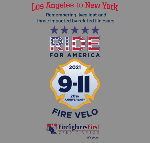Ride For America 2021 - Firefighters bicycling for veterans, firefighter cancer and mental health Round 3 shirt design - zoomed