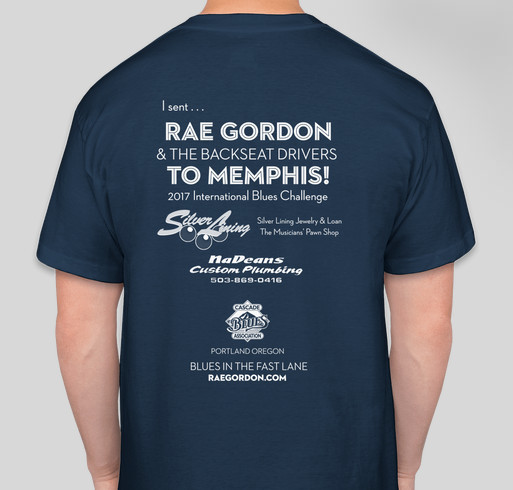 Rae Gordon & the Backseat Drivers to Represent Portland in Memphis International Contest Fundraiser - unisex shirt design - back