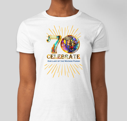 Celebrate 70 - Men Women - White Fundraiser - unisex shirt design - front