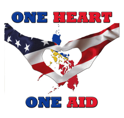 One Heart, One Aid: Helping The Philippine Typhoon Haiyan Survivors shirt design - zoomed