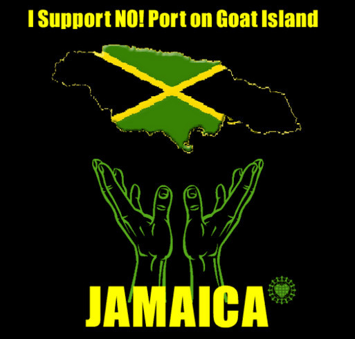 NO! to port on Goat Islands/PBPA, Jamaica shirt design - zoomed
