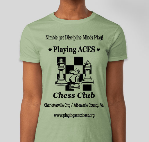 Playing ACES CHESS Club (K-12 Chess Programs) Fundraiser - unisex shirt design - front