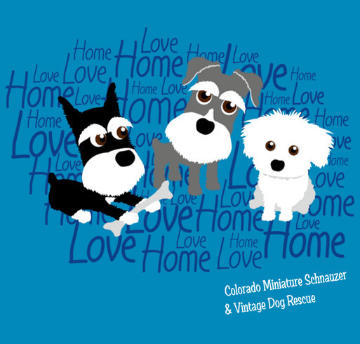 Vintage Dog Rescue - "Love, Home Schnauzers" Apparel shirt design - zoomed