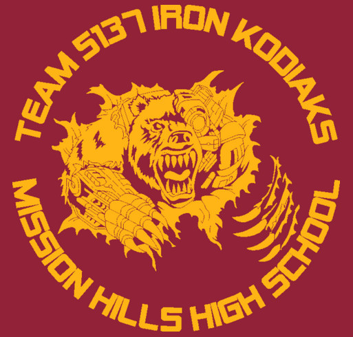 FIRST Robotics Team #5137: Iron Kodiaks shirt design - zoomed