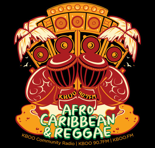 KBOO Afro Caribbean & Reggae Limited Edition Hoodie shirt design - zoomed