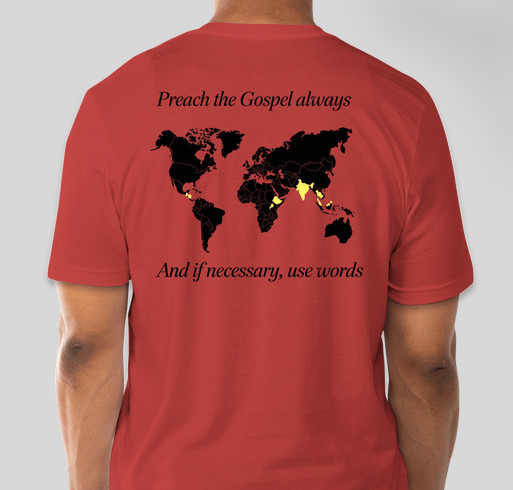 World Race missions fundraiser (for Annaka and Jen!) Fundraiser - unisex shirt design - back