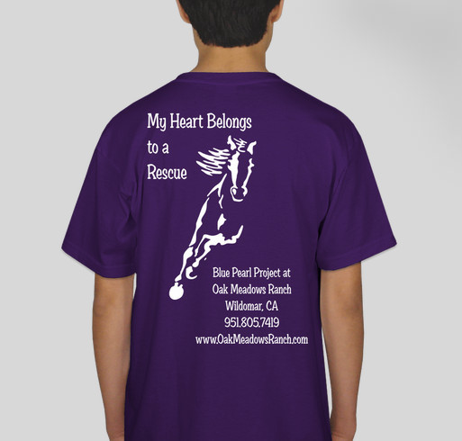 Blue Pearl Project at Oak Meadows Ranch Horse Rescue Youth T Shirt Fundraiser Fundraiser - unisex shirt design - back