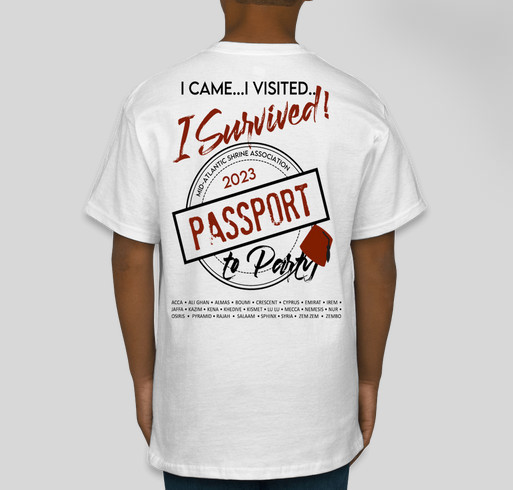 MASA Passport to Party T-shirt Fundraiser Fundraiser - unisex shirt design - back