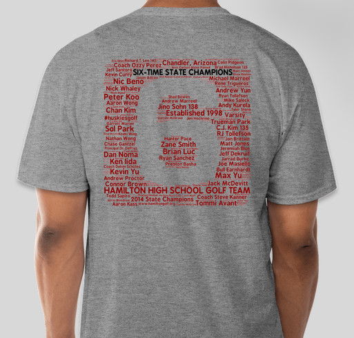 2015 Hamilton HS Huskies Boys Golf Limited Edition T-Shirt Drive Fundraiser - unisex shirt design - back