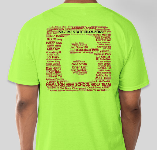2015 Hamilton HS Huskies Boys Golf Limited Edition T-Shirt Drive Fundraiser - unisex shirt design - back