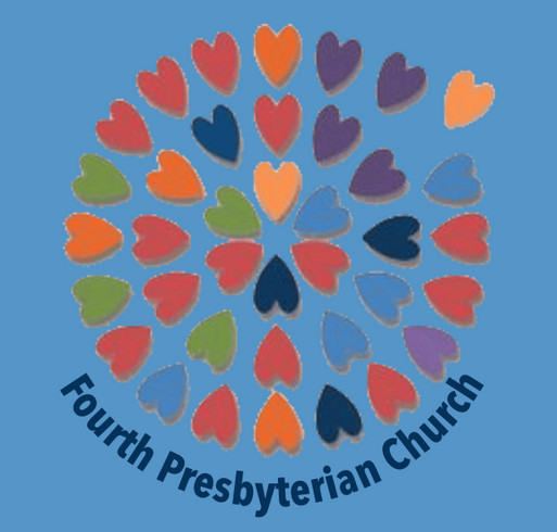 Fourth Fest - rainbow hearts shirt design - zoomed