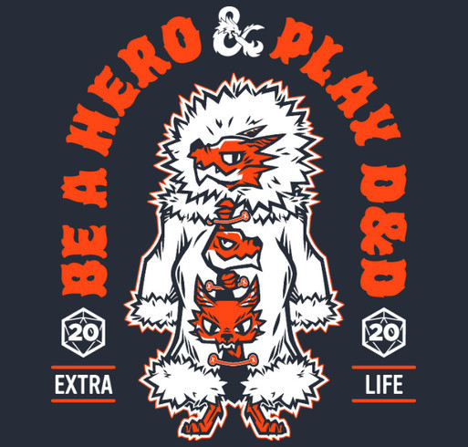 Dungeon & Dragons Extra Life - Be A Hero, Play D&D Navy Shirts! shirt design - zoomed