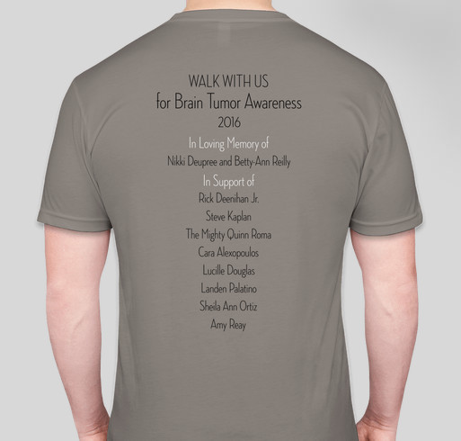 2016 WALK WITH US for Brain Tumor Awareness Fundraiser - unisex shirt design - back