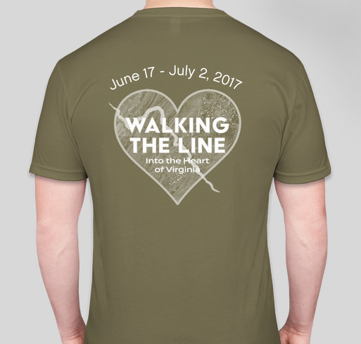 Walking the Line into the Heart of Virginia ... June 17 to July 2, 2017 Fundraiser - unisex shirt design - back