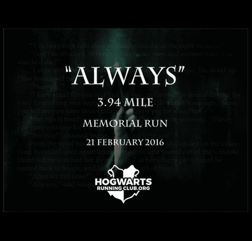 The 'Always' 3.94 mile Memorial Run shirt design - zoomed