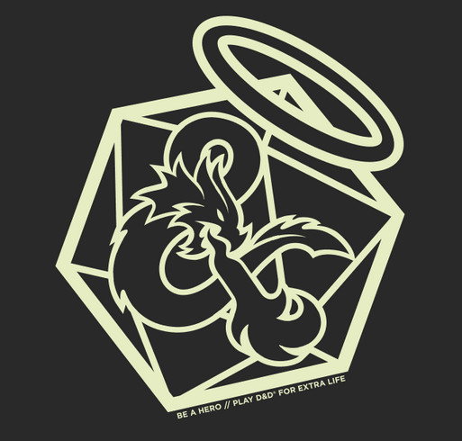 D&D Extra Life 2019- d20 Glow in the Dark! shirt design - zoomed