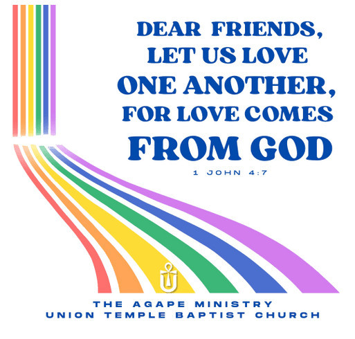 The Agape Ministry Pride 2026 Fundraiser shirt design - zoomed