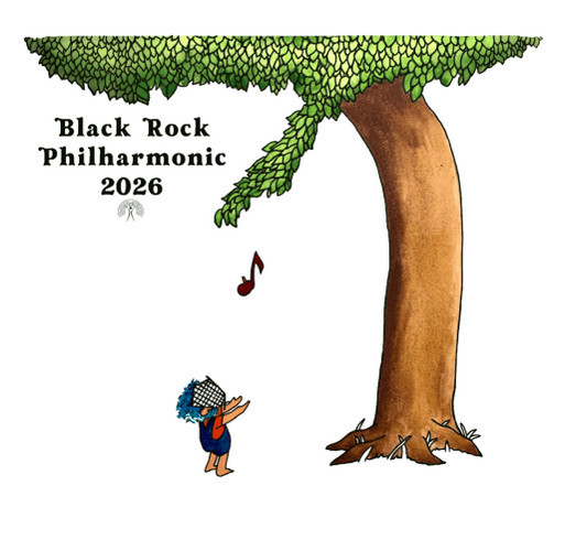 The Black Rock Philharmonic 2026 season shirt design - zoomed