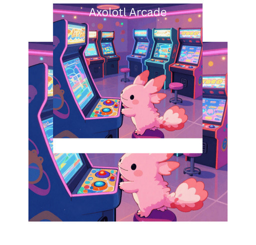 Axolotl Arcade 2026 fundraiser shirt design - zoomed