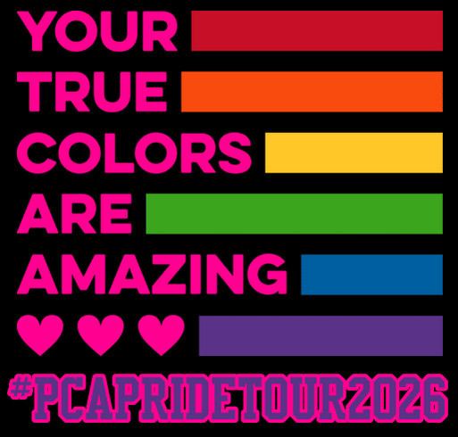 PCA Pride Tour 2026 Fundraiser shirt design - zoomed