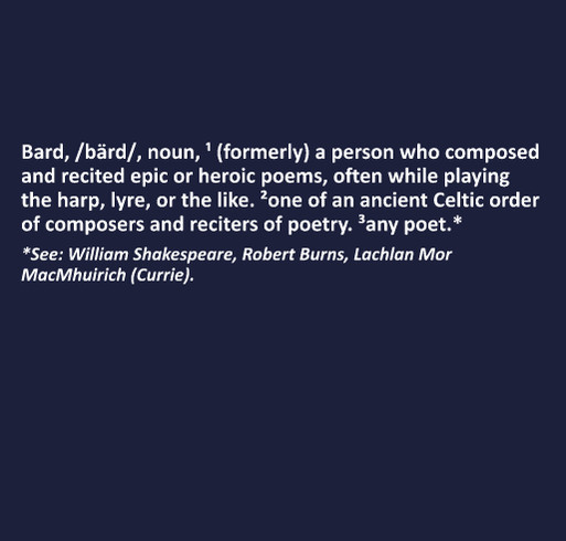 Wear the Popular Currie Bard Shirt. Support the Currie Family Convention. shirt design - zoomed