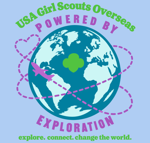 USA Girl Scouts Overseas - Powered by Exploration Apparel Collection shirt design - zoomed