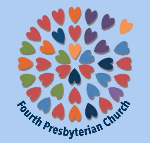 Fourth Fest - rainbow hearts shirt design - zoomed