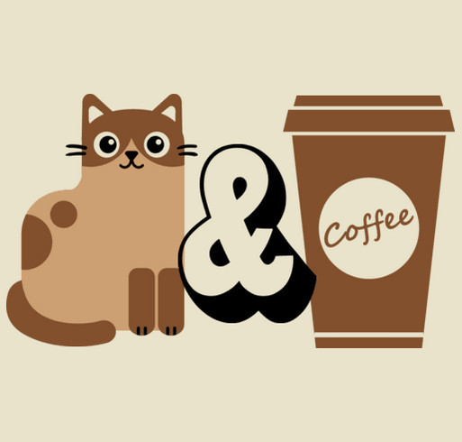 Cats & Coffee shirt design - zoomed