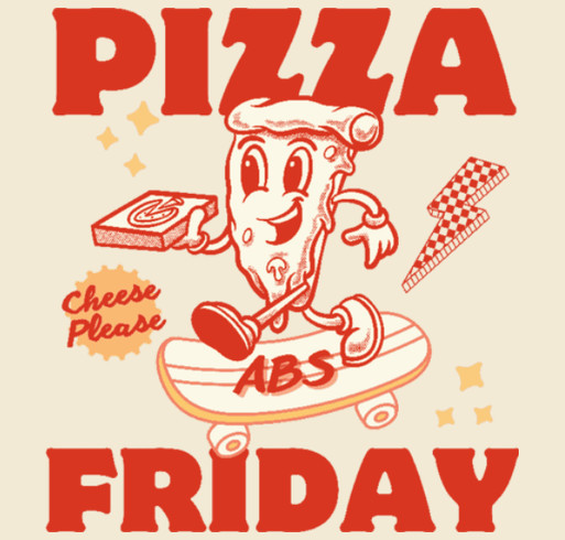 ABS Pizza Friday Shirts - Adults and Kids shirt design - zoomed