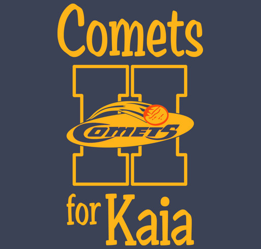 Comets for Kaia and Tackle Kids Cancer shirt design - zoomed