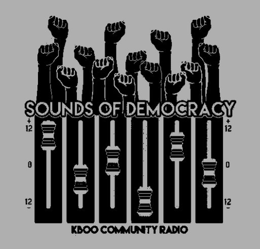 KBOO Sounds Of Democracy Fall Drive Limited Edition Crewneck shirt design - zoomed
