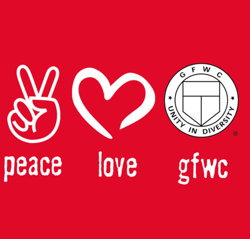 Peace Love GFWC shirt design - zoomed