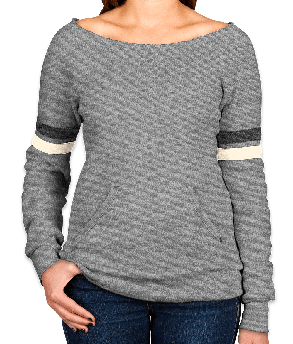 Alternative Apparel Juniors Tri-Blend Wideneck Sweatshirt