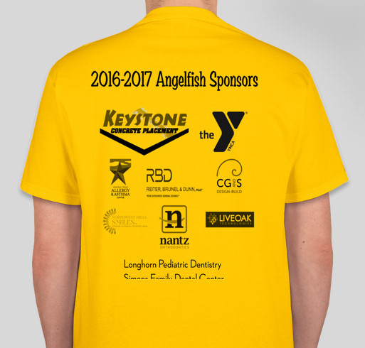 Austin Angelfish Sponsor T-Shirts Fundraiser - unisex shirt design - back