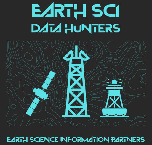 ESIP 2026 shirt - Earth Sci Data Hunters shirt design - zoomed