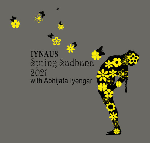 Commemorate IYNAUS Spring Sadhana with Abhijata Iyengar shirt design - zoomed